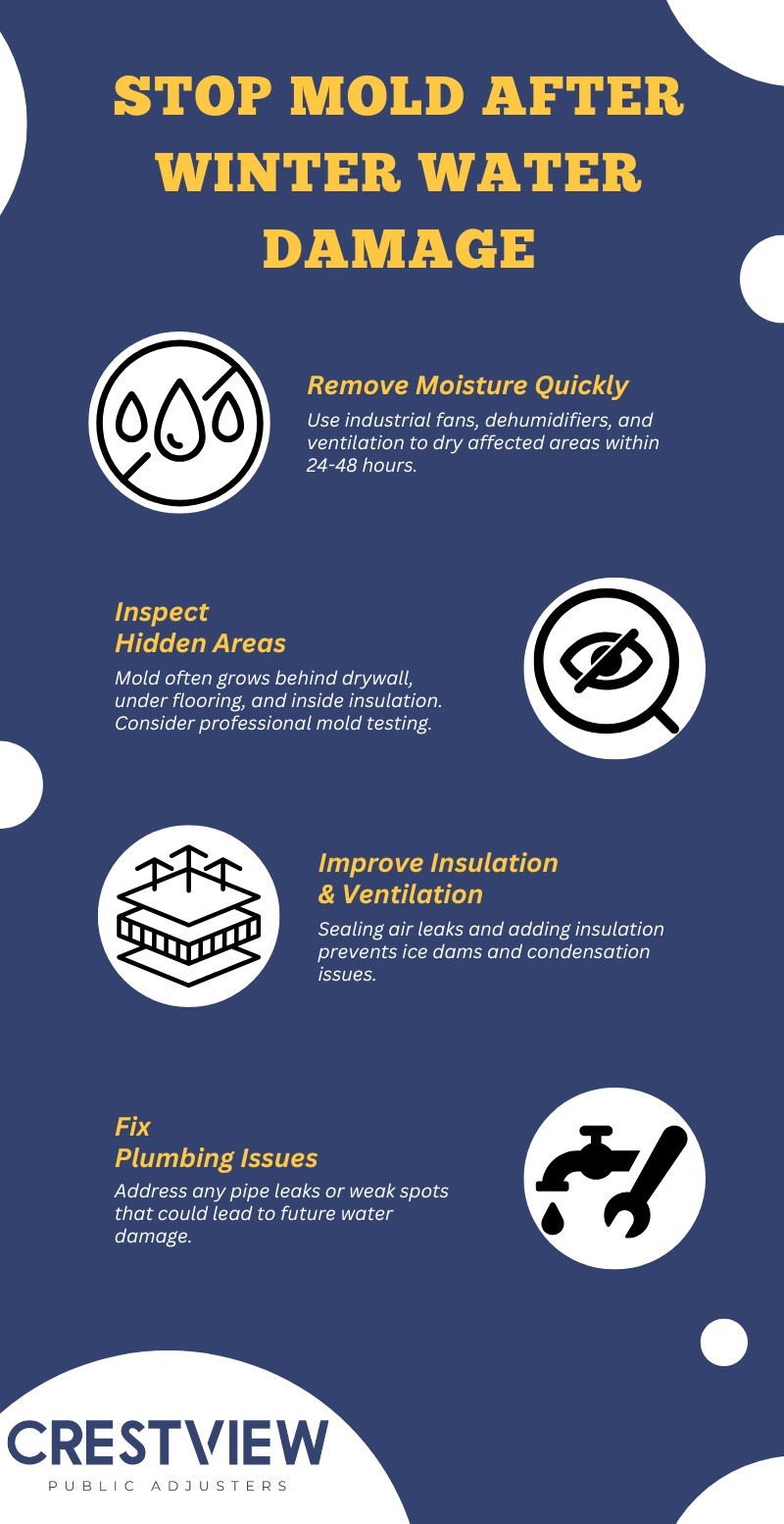 insurance claims for mold growth after winter water damage