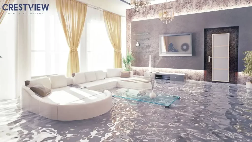 Sewage Backup Insurance Claim Denied? Coverage, Exclusions, And What Evidence Helps 3 flooded-modern-living-room-with-white-sectional-sofa