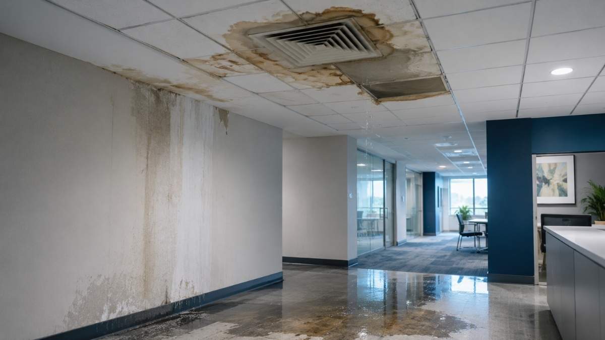 Blog 1 Commercial HVAC water damage claim New Jersey office ceiling leak and stains