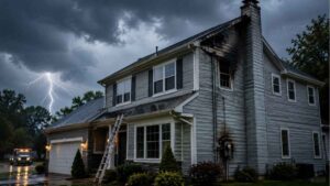 Blog 2 Lightning strike fire damage on a Pennsylvania home during a storm