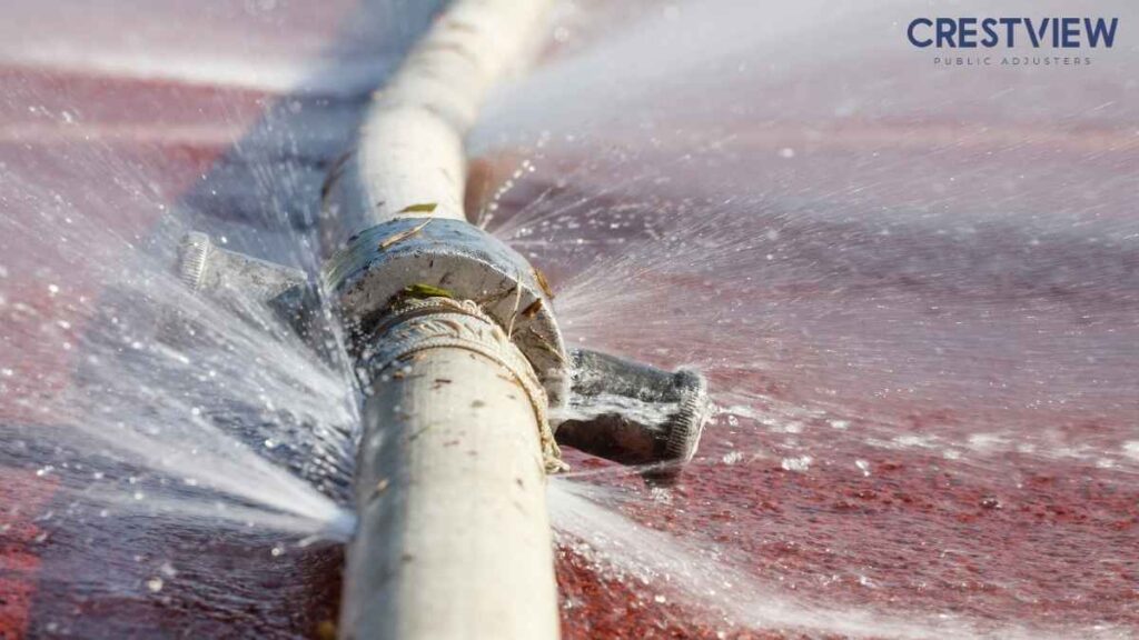 Frozen Pipe Insurance Claim In New Jersey: What To Do Before, During, And After A Burst 3 Water spraying from a burst pipe joint under high pressure