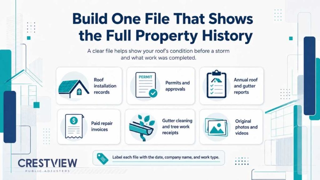 What Roof And Gutter Maintenance Records You Actually Need To Support A Storm Damage Claim 3 Roof and gutter maintenance records checklist covering six document categories