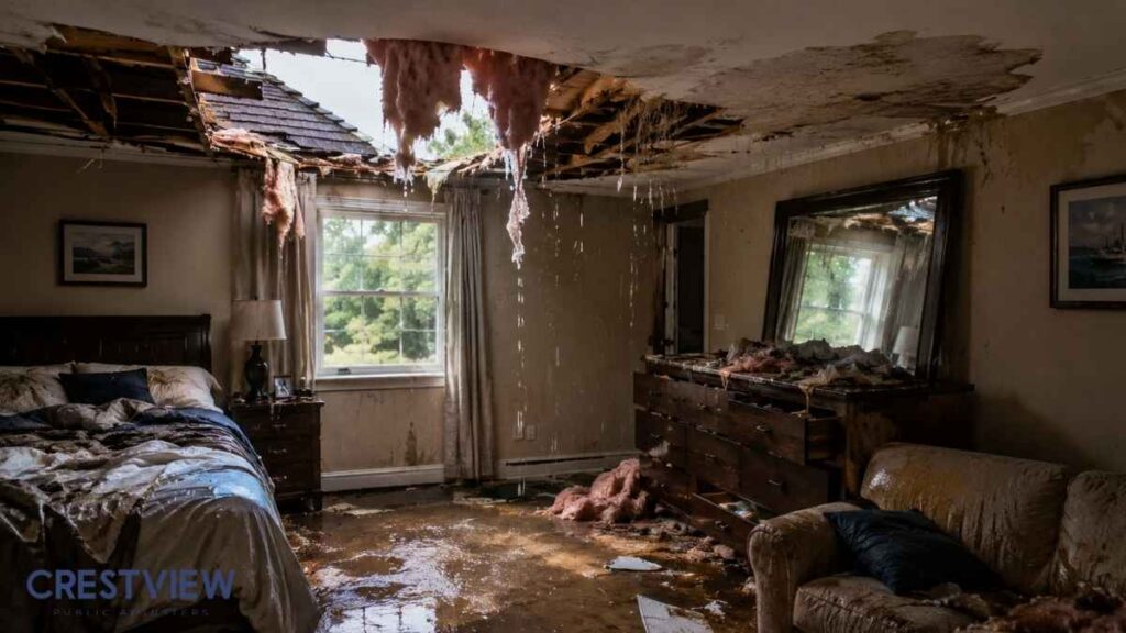 Which Policy Applies To Fall Flash Flood Insurance Claims In Ny And Nj? 2 bedroom-ceiling-collapsed-from-storm-water-damage
