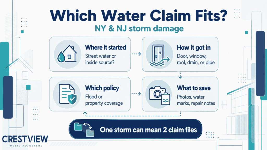 Which Policy Applies To Fall Flash Flood Insurance Claims In Ny And Nj? 1 infographic-showing-how-to-route-a-water-claim