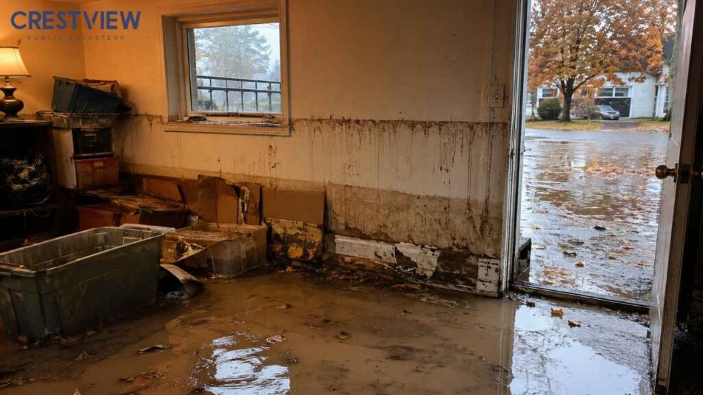 Which Policy Applies To Fall Flash Flood Insurance Claims In Ny And Nj? 4 mud-stained-walls-and-flooded-floor-after-storm