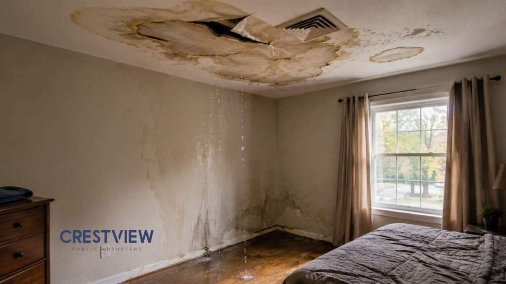 Ac Unit Water Damage Claim: What New York Policies Cover This Fall 4 water-dripping-from-collapsed-ceiling-into-bedroom